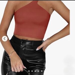 New ReoRia One-Shoulder Terracotta Crop Top Size Medium